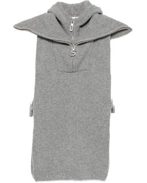 Sportmax Gerippter Strick Mit Kapuze - Grau