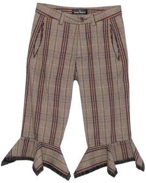 Vivienne Westwood Checked-Pattern Ruffled Crop Trousers - White