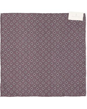 Brunello Cucinelli Geometric-Pattern Pocket Square - Purple
