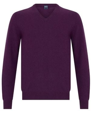 Fedeli Cashmere V-Neck Jumper - Purple