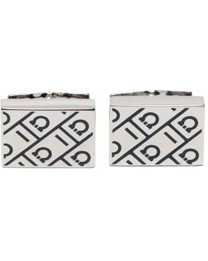 Ferragamo Patterned Square Cufflinks - White