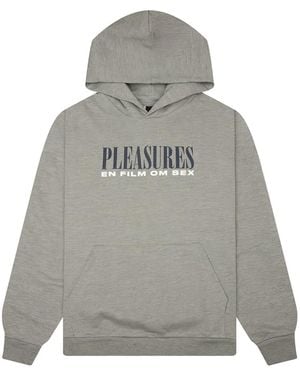 Pleasures Logo-Print Pouch-Pocket Hoodie - Grey