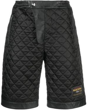 Moschino Logo-Patch Diamond-Quilted Shorts - Grey