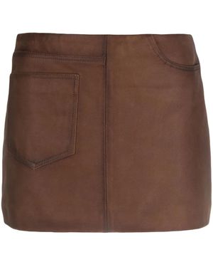 Manokhi Low-Rise Leather Miniskirt - Brown