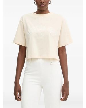 Patrizia Pepe Logo-Embroidered Cropped T-Shirt - White