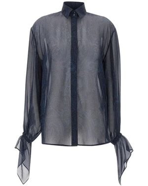 Etro Chemise Volantée À Imprimé Cachemire - Bleu