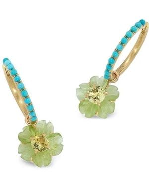 Irene Neuwirth Peridot And Chrysoberyl Flower Earrings - Blue