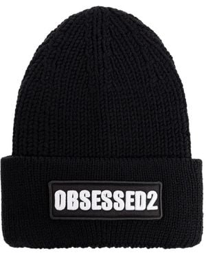 DSquared² Embroidered Ribbed-Knit Beanie - Black