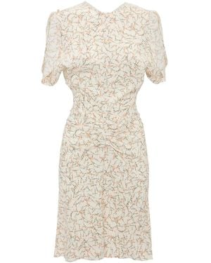 Victoria Beckham Gathered-Waist Mini Dress - Natural