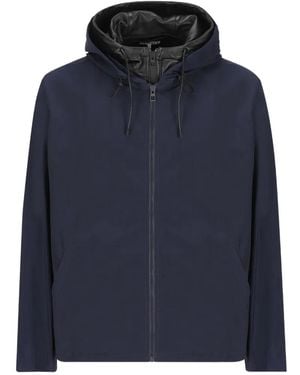 Loewe Leather-Trim Hooded Jacket - Blue