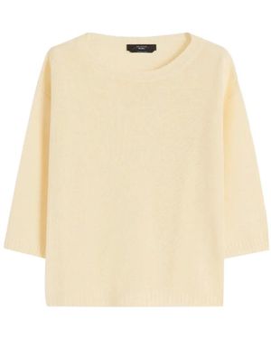 Weekend by Maxmara Linen Three-Quarter Sleeve Sweater - Natural
