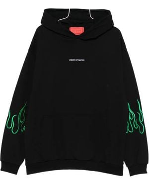 Vision Of Super Felpa Flames Con Cappuccio - Nero
