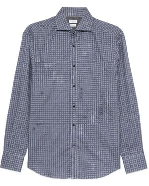Brunello Cucinelli Geometric-Pattern Shirt - Blue