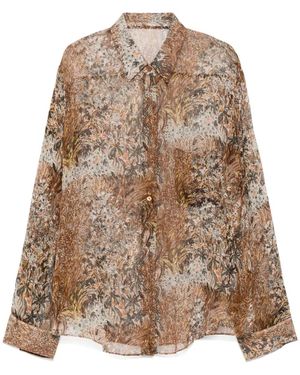 JNBY Graphic-Print Silk Shirt - Brown
