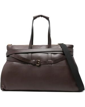 Moschino Tie Me Buckle Leather Holdalls - Black