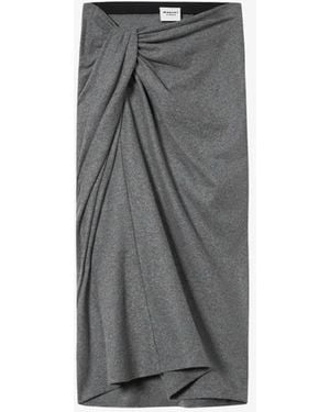 Isabel Marant Jeldia Draped Knot Midi Skirt - Gray