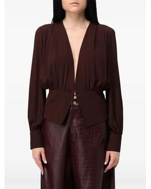 Hanita Blusa Fruncida Con Escote - Rojo