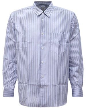Comme des Garçons Forever Button-Down Striped Cotton Shirt - Blue