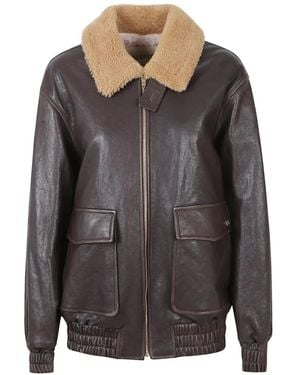 Valentino Garavani Vlogo Aged-Effect Leather Jacket - Grey