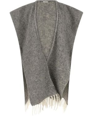 Peserico Capa con flecos y lentejuelas - Gris