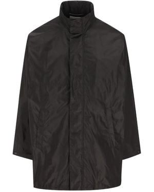 Saint Laurent Zijden Parka Met Trechterhals - Zwart