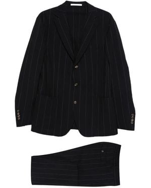 Eleventy Pinstripe-Pattern Single-Breasted Suit - Black