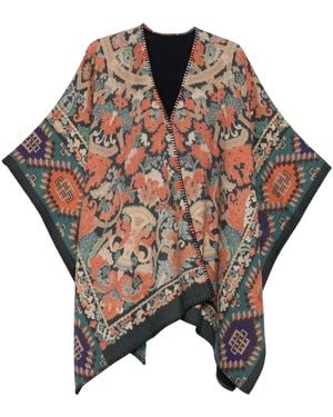 Pierre Louis Mascia Patterned Wool Cape - Blue