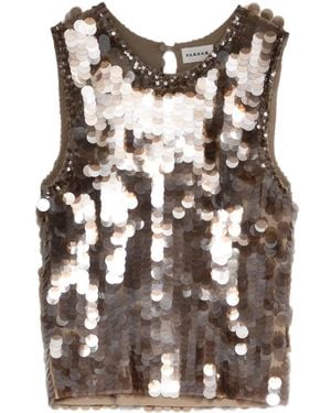 P.A.R.O.S.H. スパンコール ノースリーブ ブラウス - ブラウン