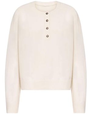 Loulou de Saison Malo Oversized Cashmere Henley Jumper - White