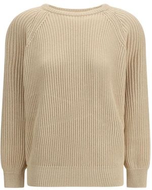 Saint Laurent Long-Sleeve Cotton Jumper - Natural