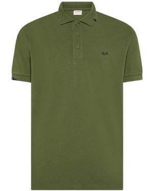 Sun 68 Embroidered-Logo Distressed-Trim Polo Shirt - Green