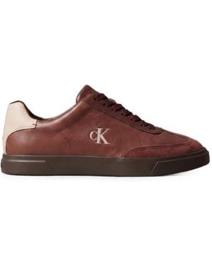 Calvin Klein Logo-Plaque Paneled Sneakers - Brown