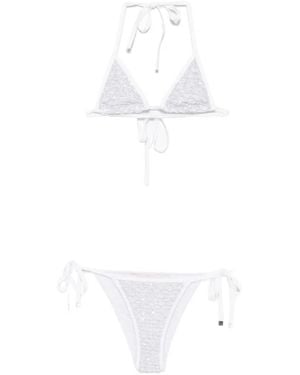 Circus Hotel Sequin-Embellished Bikini - White