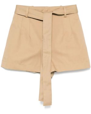 Moncler Cotton Blend Shorts - Natural