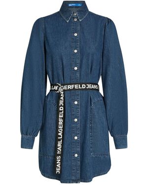 KARL LAGERFELD Puff-Sleeves Denim Dress - Blue