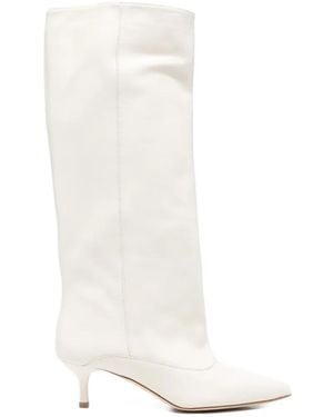 GISÉL MOIRÉ Lory Pointed-Toe Boots - White