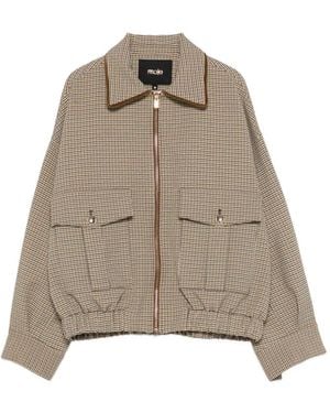 Maje Chaqueta a cuadros con bolsillos - Neutro