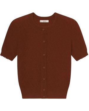 FRAME Cardigan En Maille À Bords Festonnés - Marron