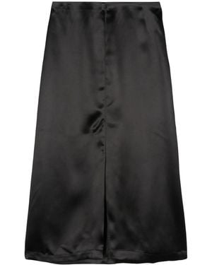 Loulou de Saison Satin Midi Skirt - Black