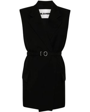 Jil Sander Ärmelloser Wollmantel - Schwarz