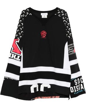 Marine Serre Langarmshirt mit grafischem Print - Schwarz