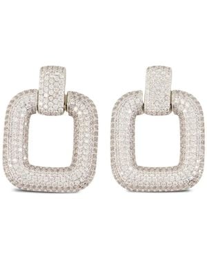 Self-Portrait Crystal Square Earrings - White