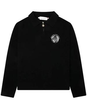 Honor The Gift Knitted Zip-Up Polo Shirt - Black