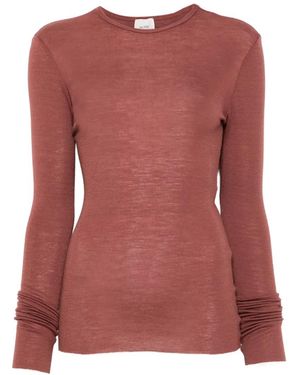 Alysi Fine-Knit Long-Sleeve Top - Red