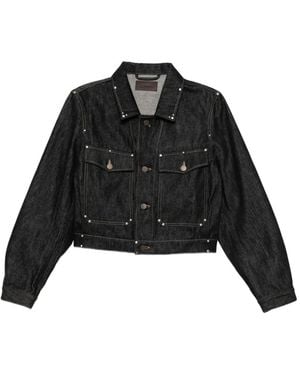 Lemaire Veste Crop En Jean À Détails De Clous - Black