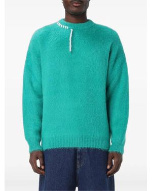Bonsai Contrast-Stitch Mohair-Blend Jumper - Blue