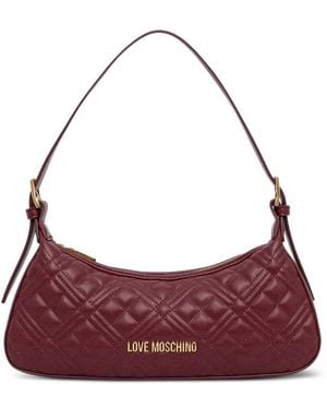 Love Moschino Quilted-Finish Logo-Plaque Shoulder Bag - Purple