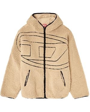 DIESEL S-Zat Logo-Detail Teddy Hoodie - Natural