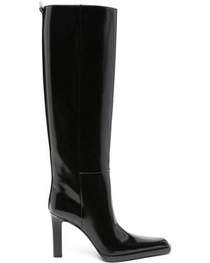 Saint Laurent Nina Leather Knee-High Boots - Black
