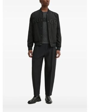 HUGO Logo-Embellished Bomber Jacket - Black